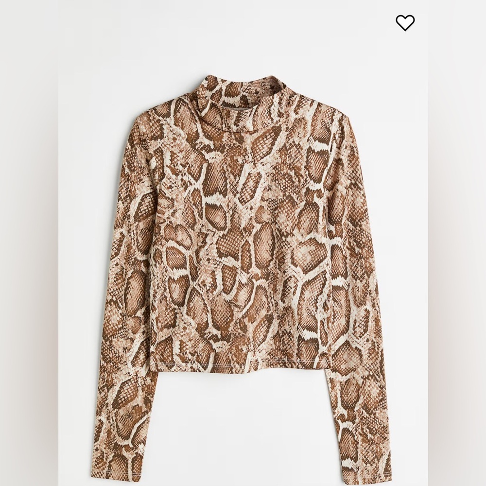 H&M Snake Print Mock Neck Long Sleeve Top | Size S
